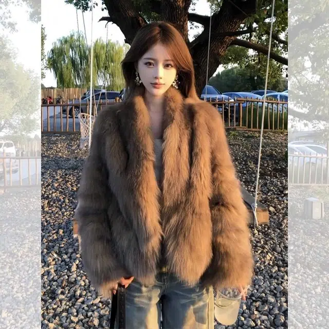 邓大喵 高级感环保狐狸毛外套女短秋冬加厚保暖毛毛大衣皮草 女款