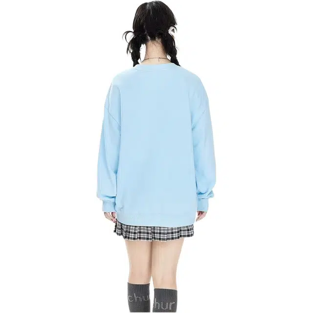 邓大喵 重磅纯棉童趣多色印花圆领秋季男女百搭宽松套头外套卫衣 男女同款