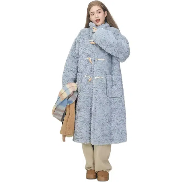 邓大喵 长款牛角宽松外套棉服皮草 女款