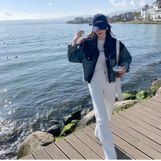 邓大喵 撞色女春秋季设计感小众时尚百搭衣休闲减龄夹克开衫牛仔外套 女款
