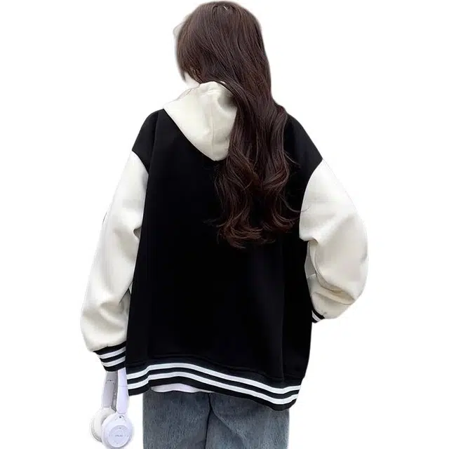 邓大喵 美式外套初高中学生连帽长袖棒球服 女款