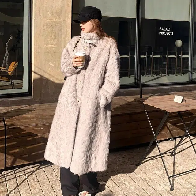 邓大喵 韩系冬季立领羊羔毛外套女长款加厚环保女皮草 女款