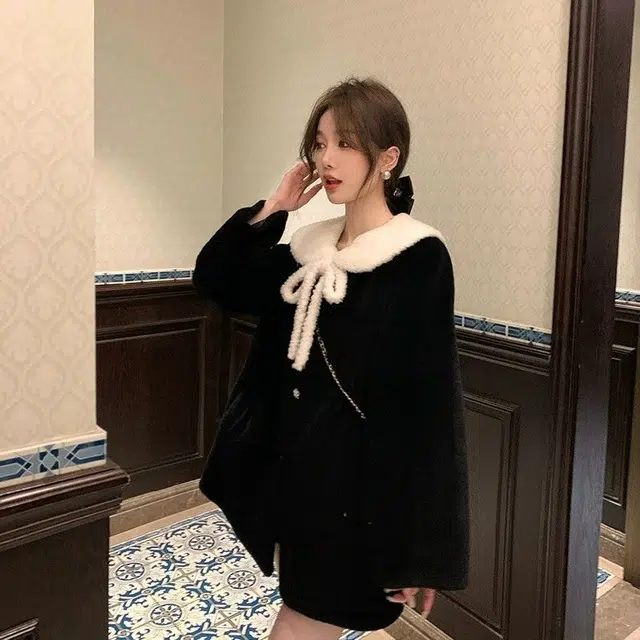 邓大喵 千金貂绒外套女冬季爆款加棉加厚仿大衣中兔毛刷花翻领皮草 女款