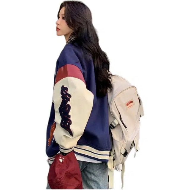 邓大喵 美式潮牌外套女春季韩版宽松百搭刺绣学生夹克棒球服 女款