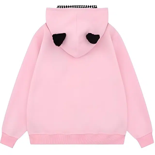 邓大喵 可爱猫咪假两件卡通连帽纯棉女春秋季薄款情侣宽松慵懒风长袖上衣卫衣 女款