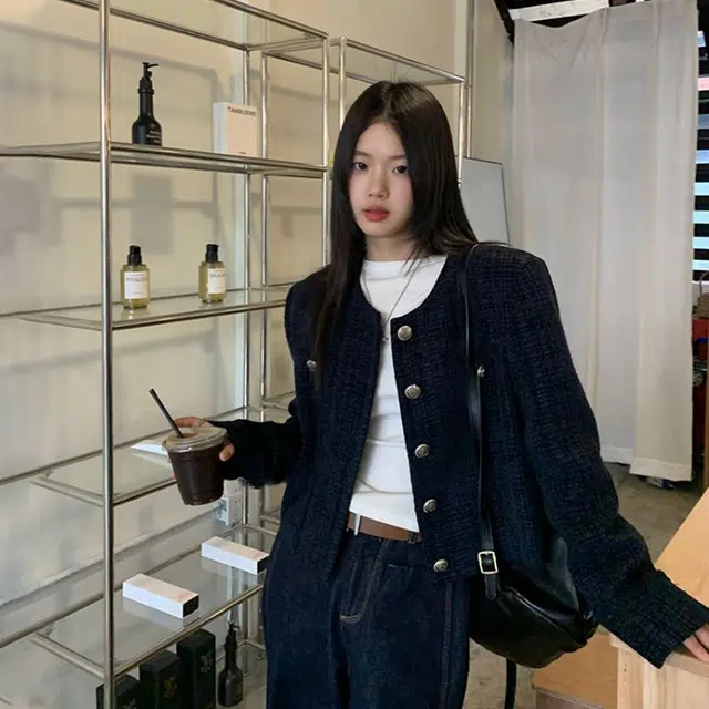 邓大喵 短款小香风外套女春秋单排扣复古法式气质百搭上衣休闲夹克 女款