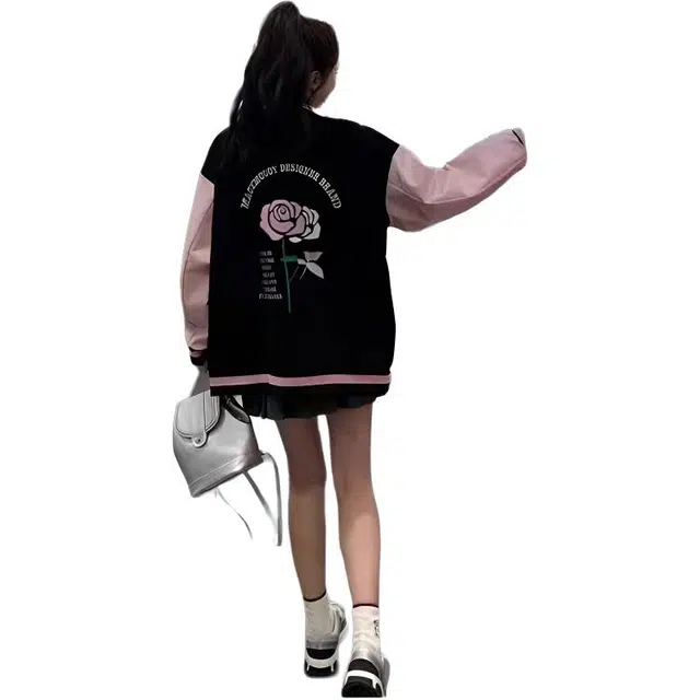 邓大喵 设计感百搭学院风休闲减龄夹克上衣棒球服 女款
