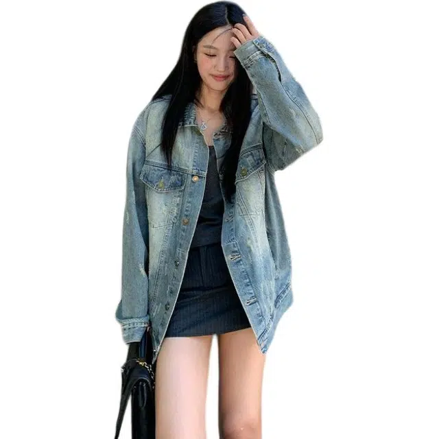 邓大喵 时尚百搭简约舒适牛仔外套 女款
