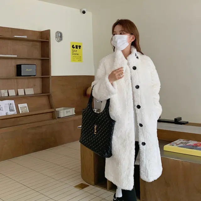 邓大喵 立领设计冬季外套羊羔皮毛大衣加厚宽松长款过膝皮草 女款