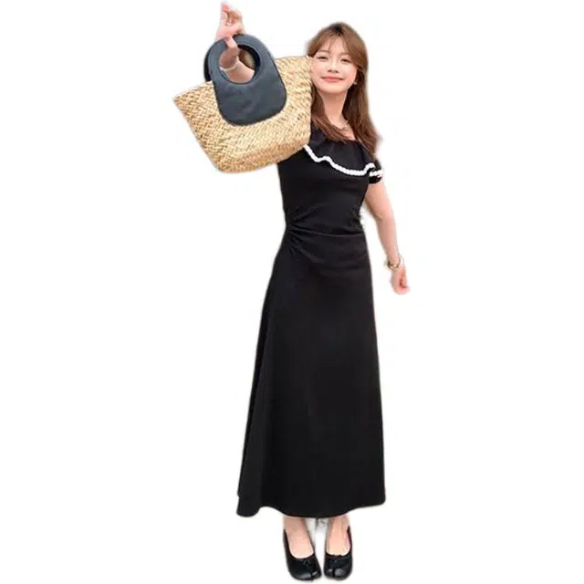 邓大喵 小个子春夏女气质显瘦时尚设计感长款连衣裙 女款