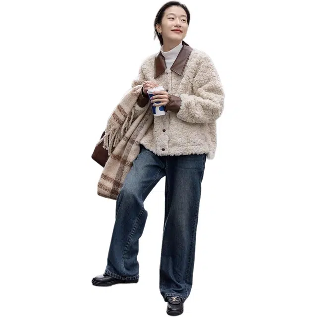 邓大喵 韩版小香风羊羔毛毛毛外套女高级感加厚环保短款上衣皮草 女款