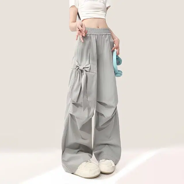 邓大喵 蝴蝶结通勤简约工装裤 女款