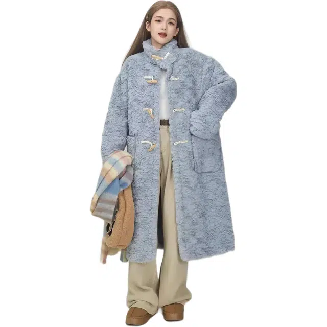 邓大喵 长款牛角宽松外套棉服皮草 女款