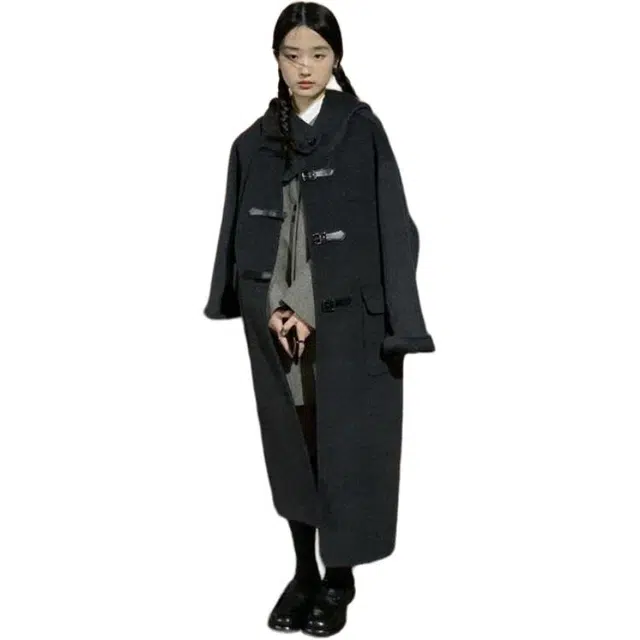 邓大喵 灰色呢子外套女秋冬毛呢高级感超好看百搭小个子中长款穿搭大衣 女款