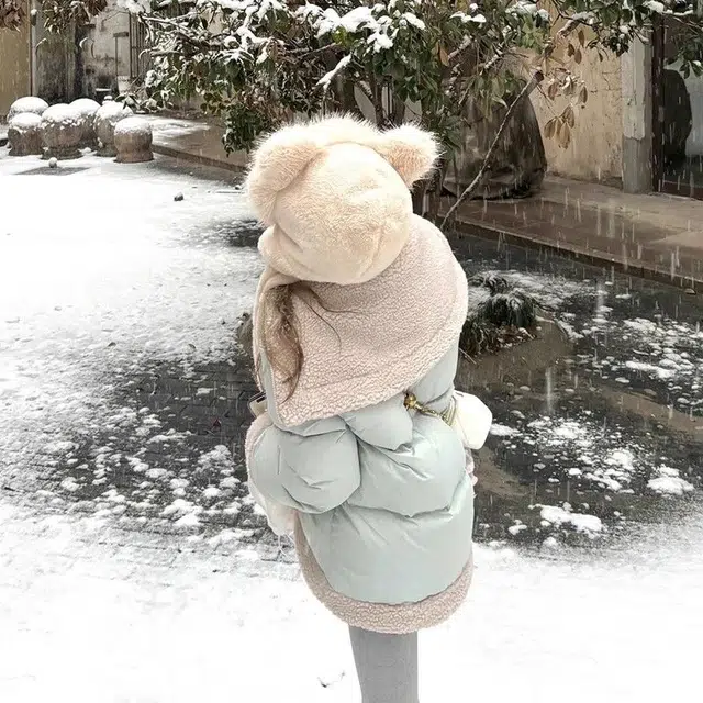 邓大喵 外套拼接毛绒设计冬季韩版保暖宽松加厚面包服棉衣棉袄女棉服 女款