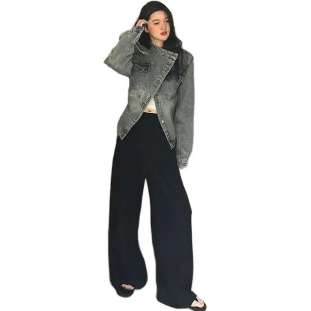邓大喵 美式复古高级感怀旧女春秋设计感宽松夹克上衣服牛仔外套 女款