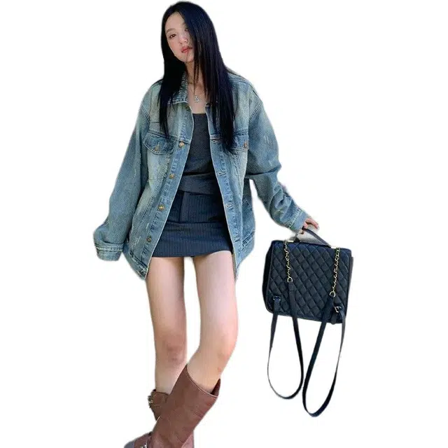 邓大喵 时尚百搭简约舒适牛仔外套 女款