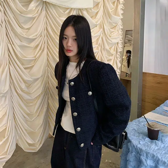 邓大喵 短款小香风外套女春秋单排扣复古法式气质百搭上衣休闲夹克 女款