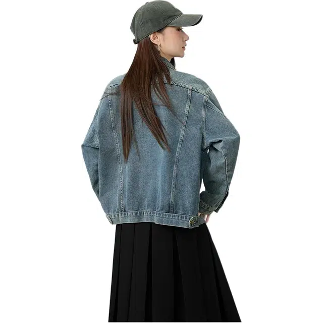 邓大喵 复古春秋设计时尚宽松潮流休闲百搭显瘦夹克上衣牛仔外套 女款