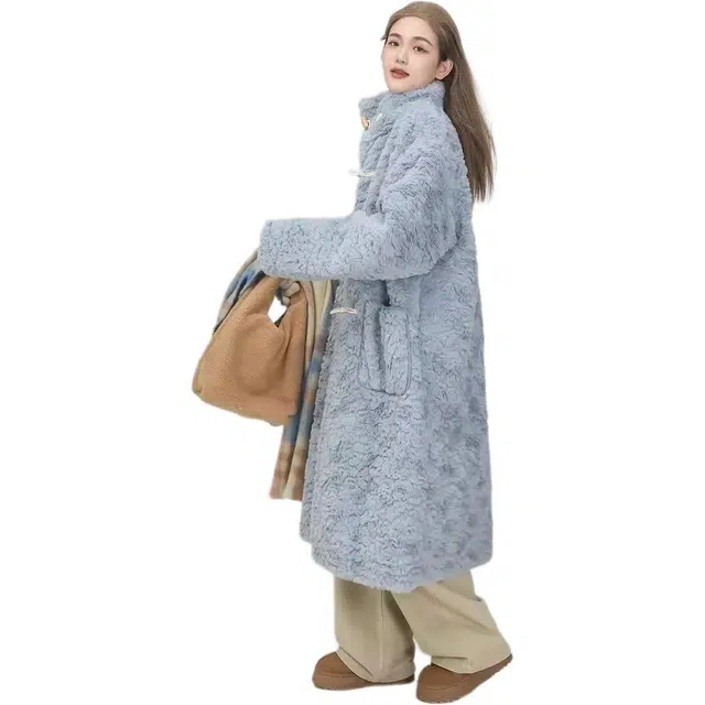 邓大喵 长款牛角宽松外套棉服皮草 女款