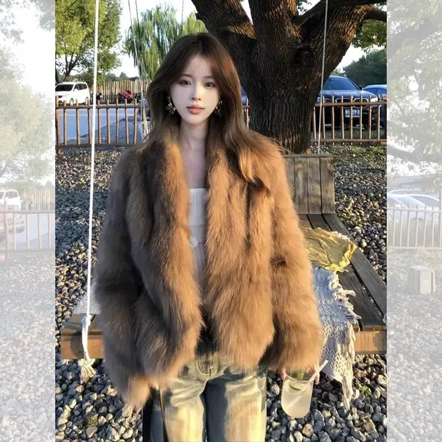 邓大喵 高级感环保狐狸毛外套女短秋冬加厚保暖毛毛大衣皮草 女款