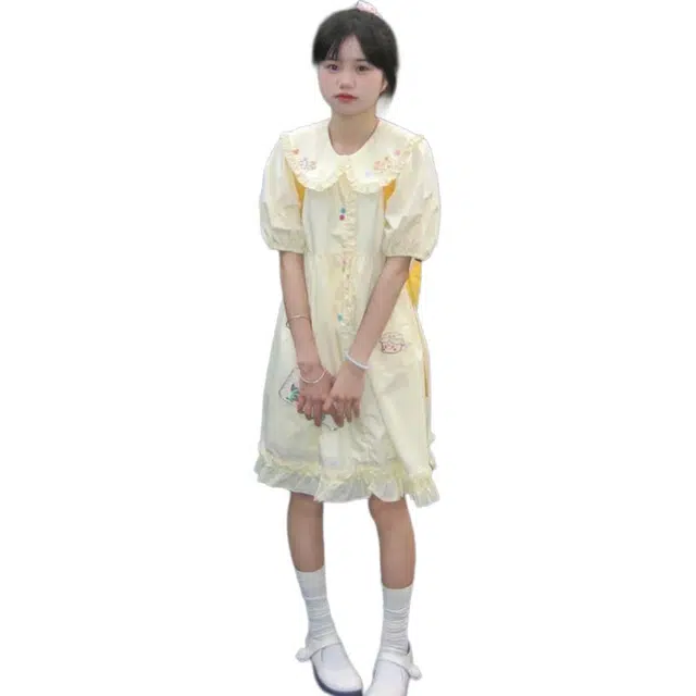 邓大喵 日系软妹学院风卡通短袖连衣裙 女款