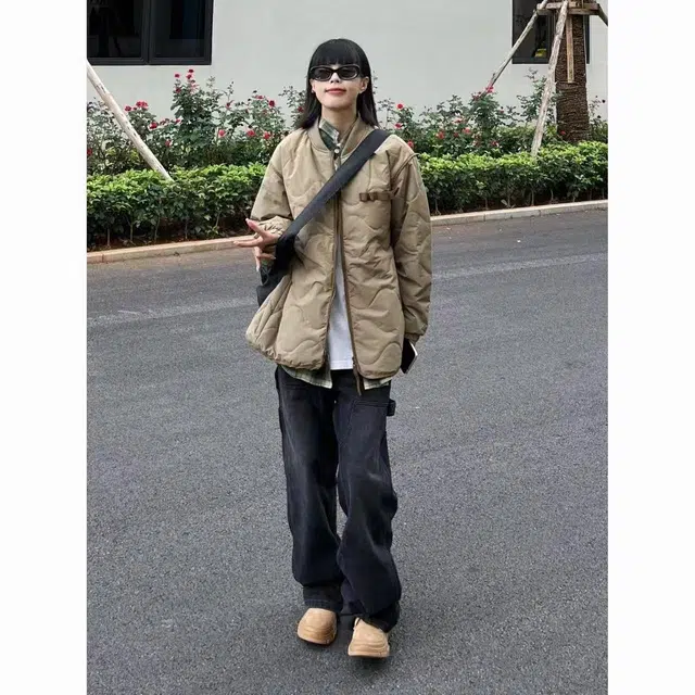 邓大喵 日系美拉德宽松菱格外套女秋冬学生夹棉夹克棒球服棉衣潮棉服 女款