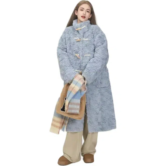 邓大喵 长款牛角宽松外套棉服皮草 女款
