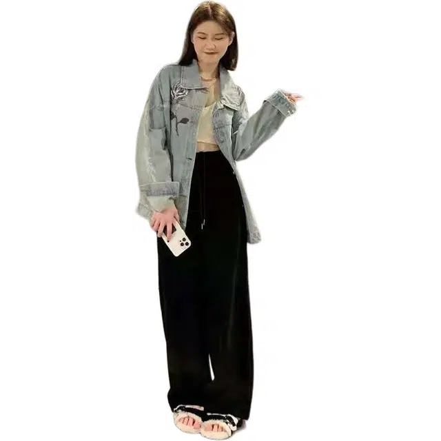 邓大喵 美式重工水洗男女春秋季高街高级感复古痞帅夹克牛仔外套 男女同款