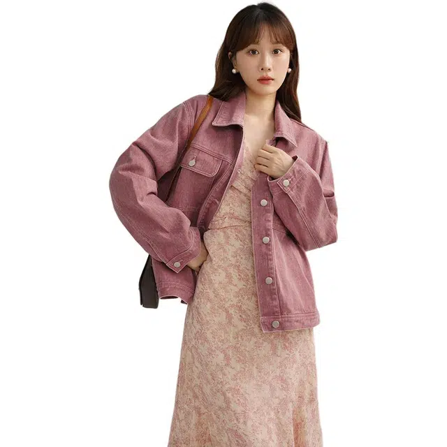 邓大喵 时尚女春秋季休闲显瘦港味夹克复古潮流上衣牛仔外套 女款