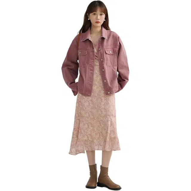 邓大喵 时尚女春秋季休闲显瘦港味夹克复古潮流上衣牛仔外套 女款