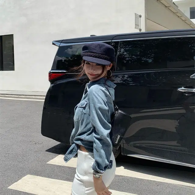 邓大喵 美式翻领衬衫衬衣外搭上衣牛仔外套 女款