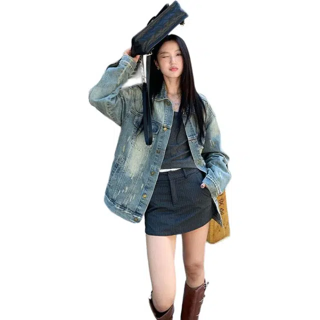 邓大喵 时尚百搭简约舒适牛仔外套 女款