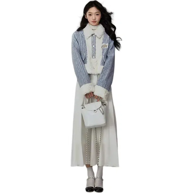 邓大喵 小香风羊羔毛绒秋冬机车服高级感小个子皮毛一体外套 女款