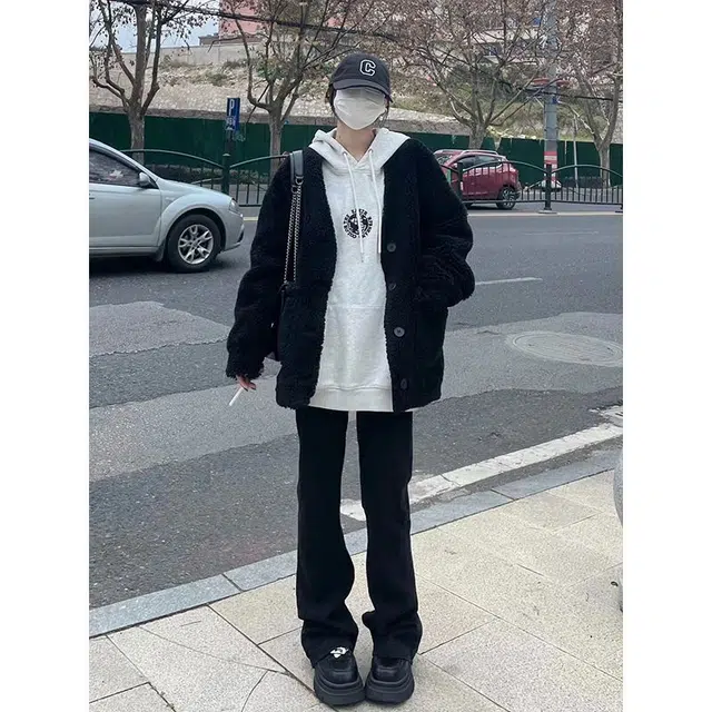 邓大喵 颗粒绒皮毛一体羊羔毛外套女中长款冬季保暖环保大衣皮草 女款