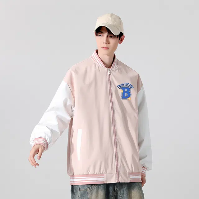 拼接美式复古时尚休闲舒适棒球服 通用