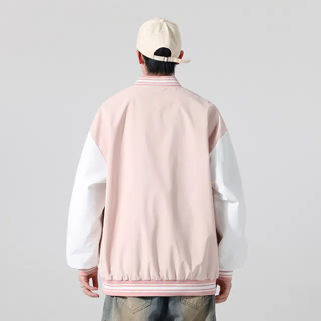 拼接美式复古时尚休闲舒适棒球服 通用