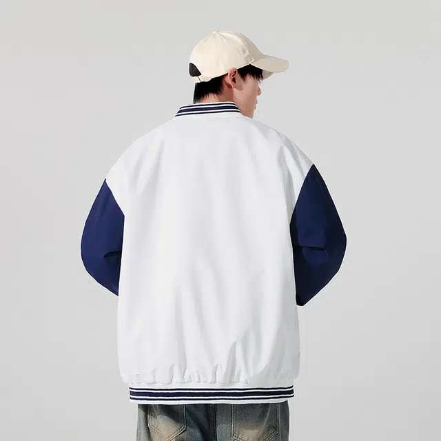 拼接美式复古时尚休闲舒适棒球服 通用