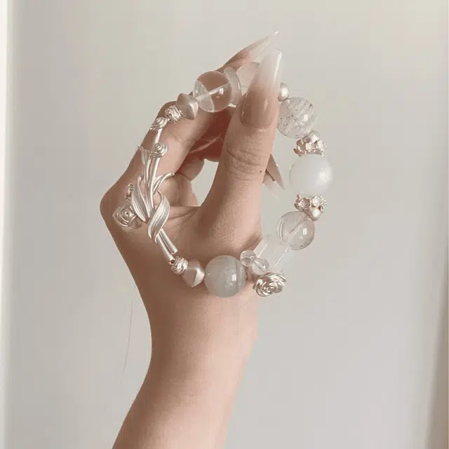 饰福瑞 清冷白月光天然 白水晶 手串 男女同款情侣款