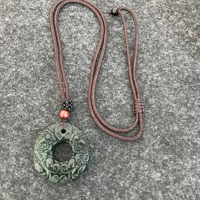 饰福瑞 貔貅平安扣 岫玉（蛇纹石玉） 项链 男女同款情侣款