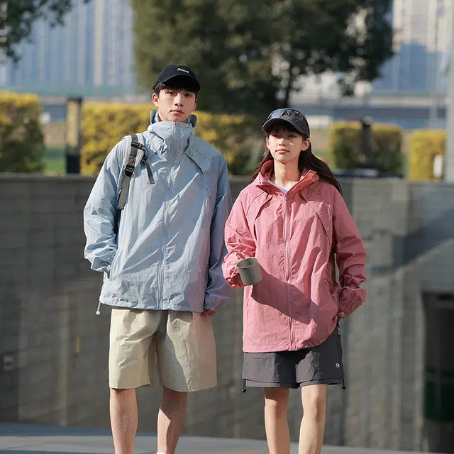 恒源祥 夏季高品质连帽皮肤衣防紫外线薄款长袖 超轻防晒服 男款