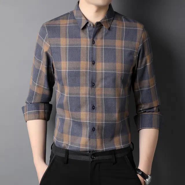 恒源祥 商务休闲格子款长袖衬衫 男款
