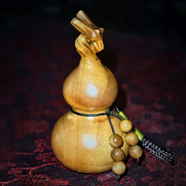 仙作美 龙头葫芦实木雕刻手把件车挂件#好运 楠木 摆件 男女同款情侣款
