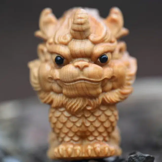 仙作美 可爱文玩瑞兽麒麟 崖柏 木作把件 男女同款情侣款