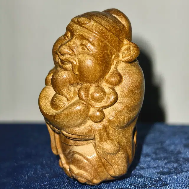 仙作美 假一赔万（财神爷）金丝楠小叶桢楠手把件整木雕刻#好运 楠木 木作摆件 男女同款情侣款