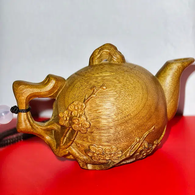 仙作美 金丝楠小叶桢楠枯木老料梅花壶把把壶整木雕刻文玩手把件 楠木 木作摆件 男女同款情侣款