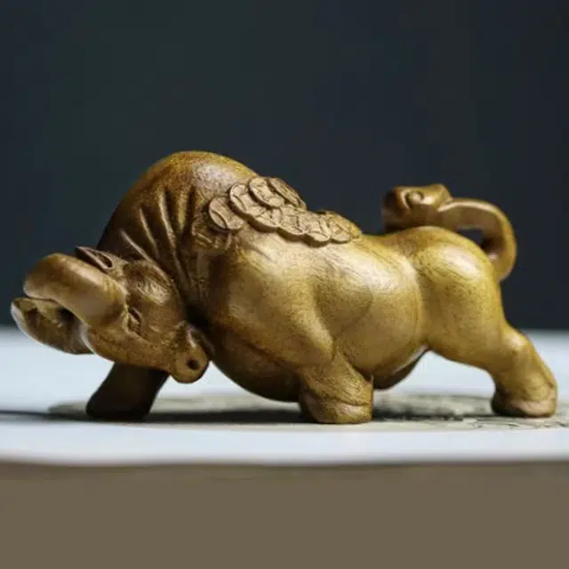 仙作美 假一赔万（牛气冲天）小叶桢楠金丝楠枯木老料雕刻手把件文玩 楠木 摆件 男女同款情侣款