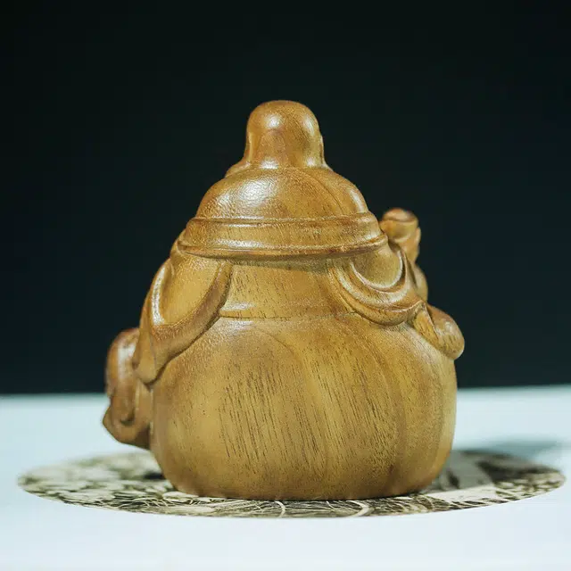 仙作美 假一赔万【布袋弥勒佛】小叶桢楠枯木老料整木雕刻文玩手把件 楠木 木作摆件 男女同款情侣款