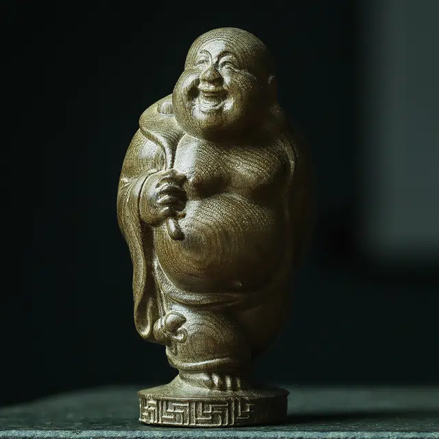 仙作美 金丝楠木乌木雕刻弥勒佛文玩手把件 阴沉木 木作摆件 男女同款情侣款