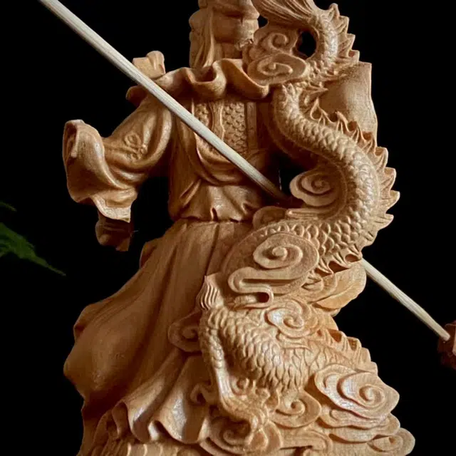 仙作美 根雕【御龙关公】实木雕刻文玩工艺品 崖柏 木作摆件 男女同款情侣款